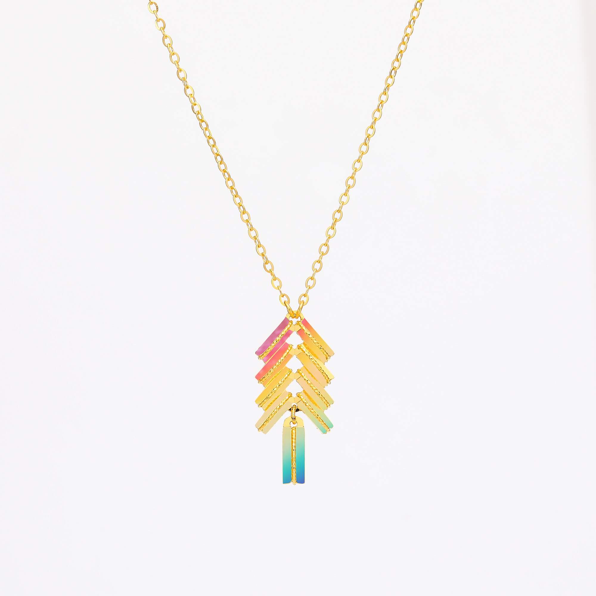 Heart's Silhouette · 5G Gold CNC Iridescent Necklace