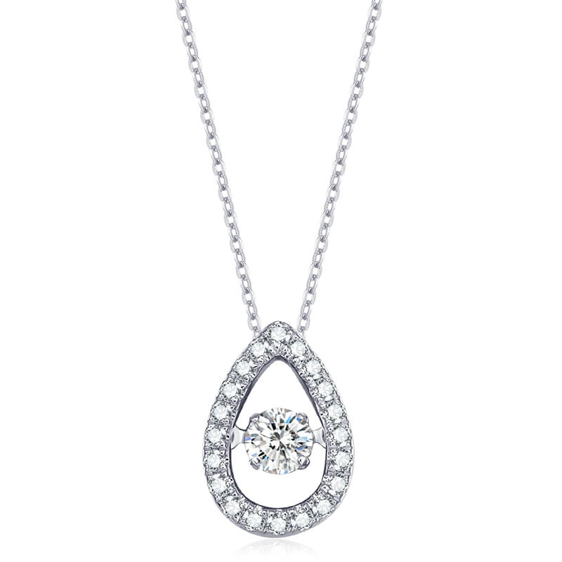 18K Gold Fashionable Cluster-set Diamond Drop Pendant.