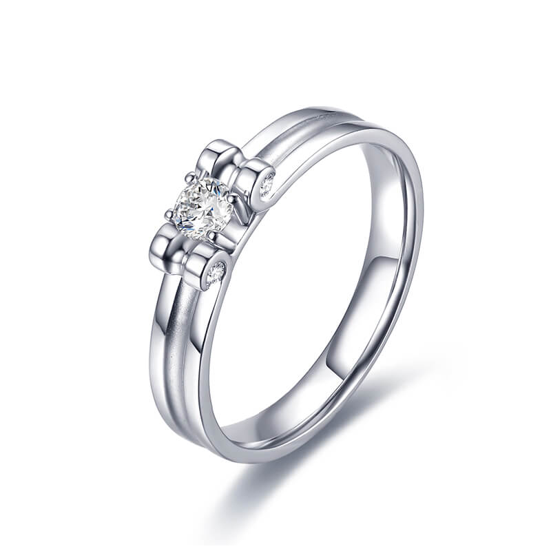 "Romantic Love" Diamond Couple's Wedding Rings - His and Hers