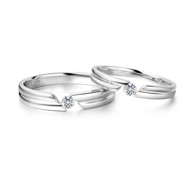 "Love's Extension 7 - Winged Heart Couple's Ring, 18K Gold"