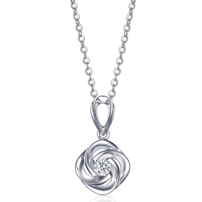 18K Gold Diamond Rose Pendant