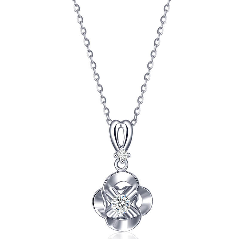 Simple 18K Gold Single Diamond Pendant