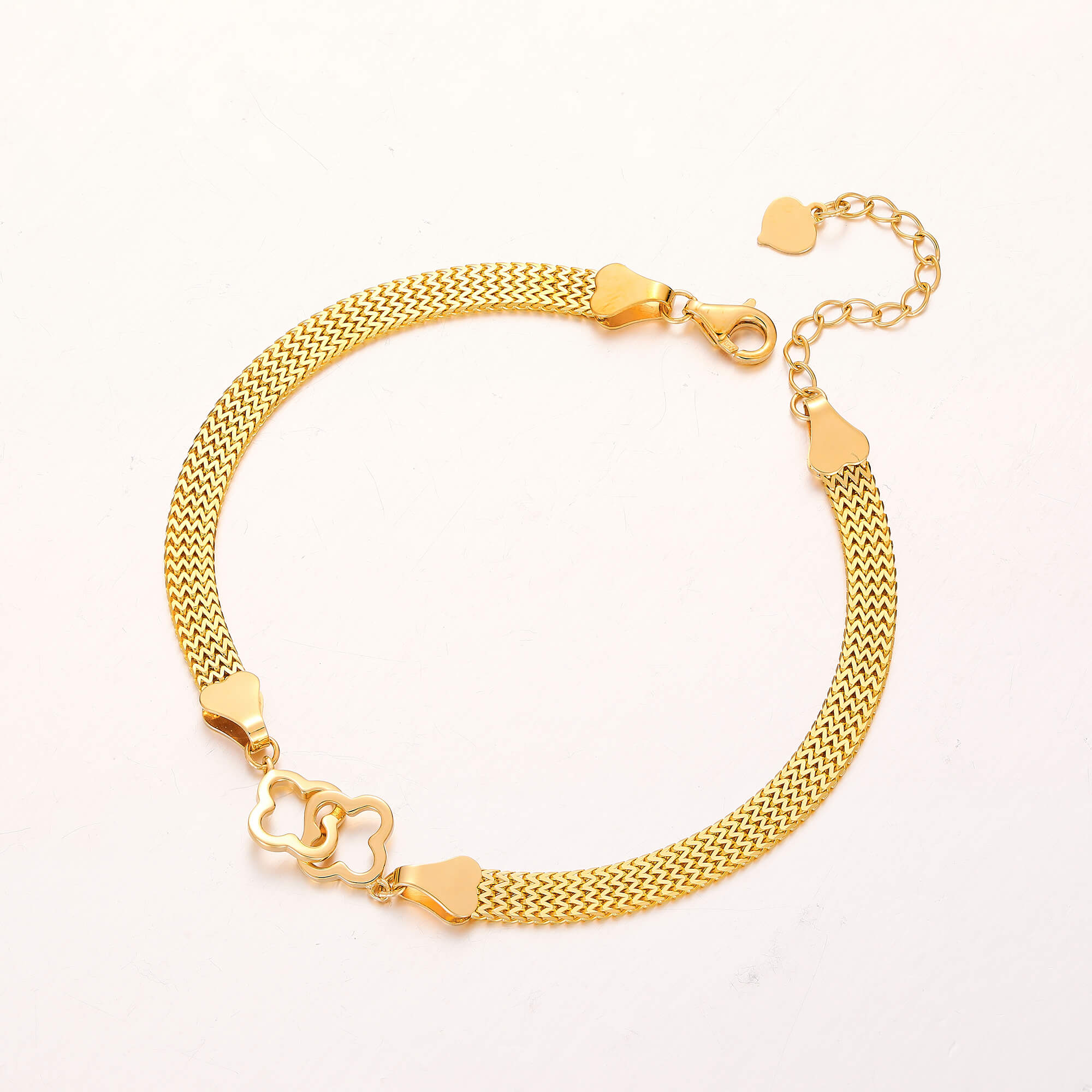 Lucky Symphony · Clover Double-Loop K Gold Woven Bracelet