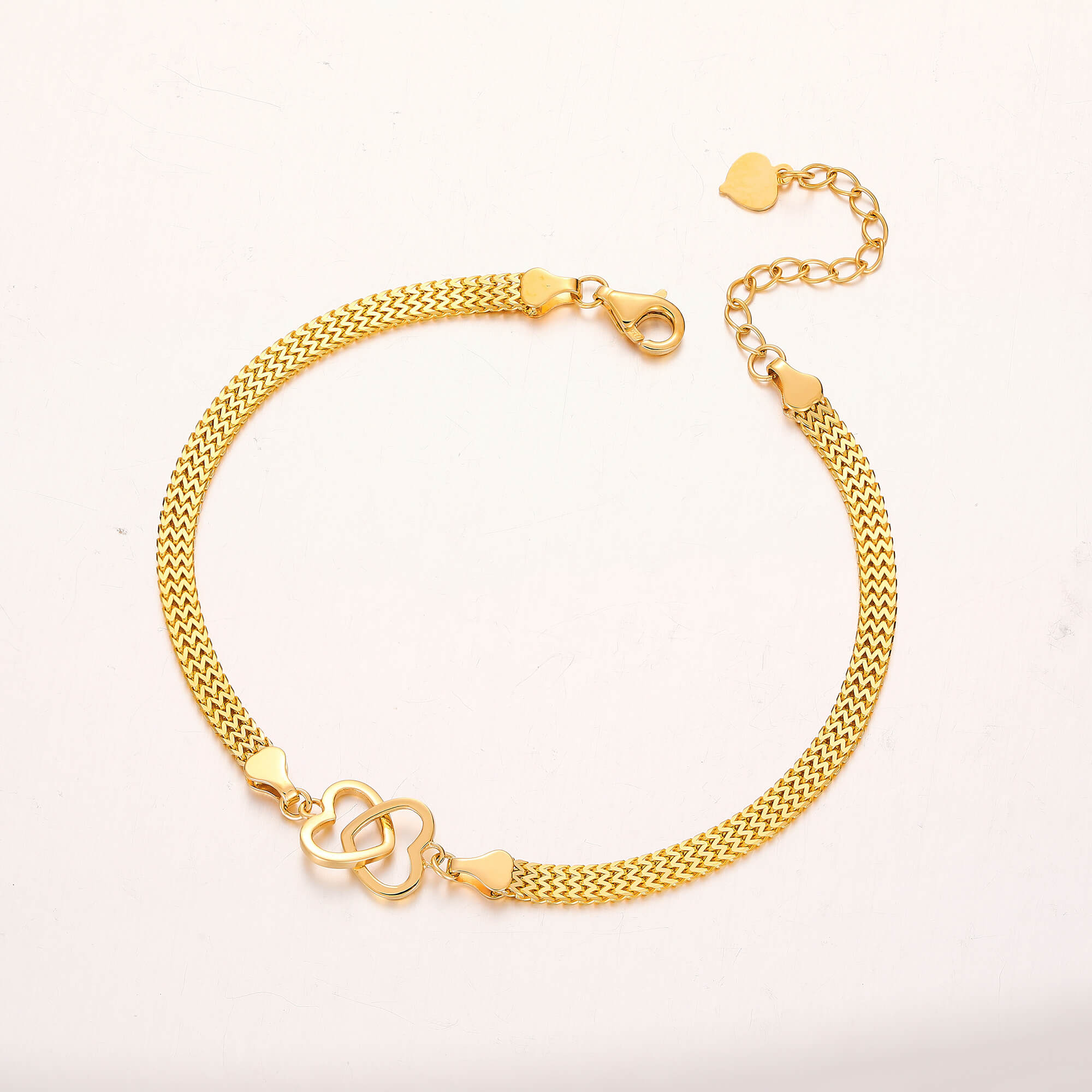  Romantic Union · Heart Double-Loop K Gold Woven Bracelet