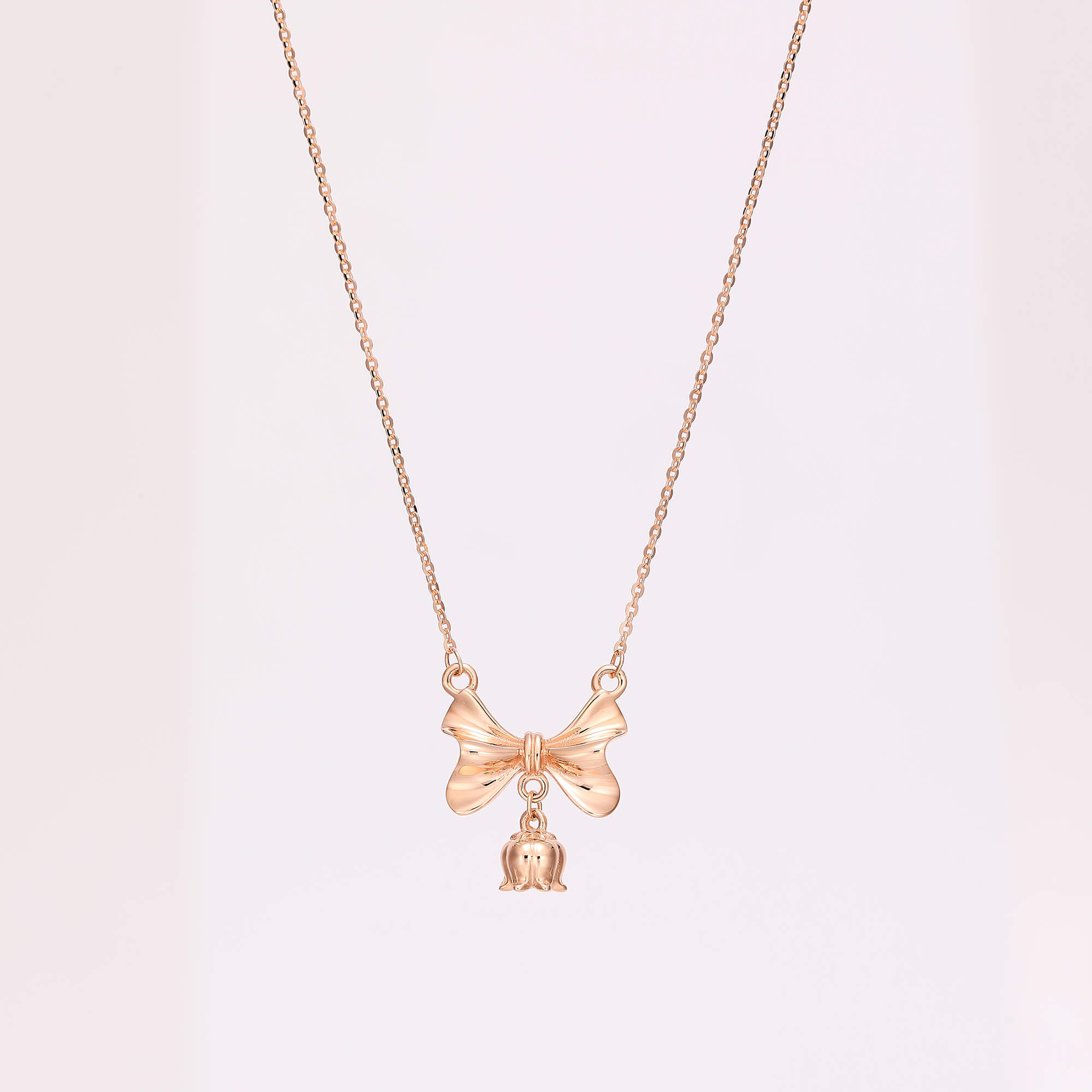 Lily of the Valley Series · Lucky · Bowknot Floral K Gold Necklace