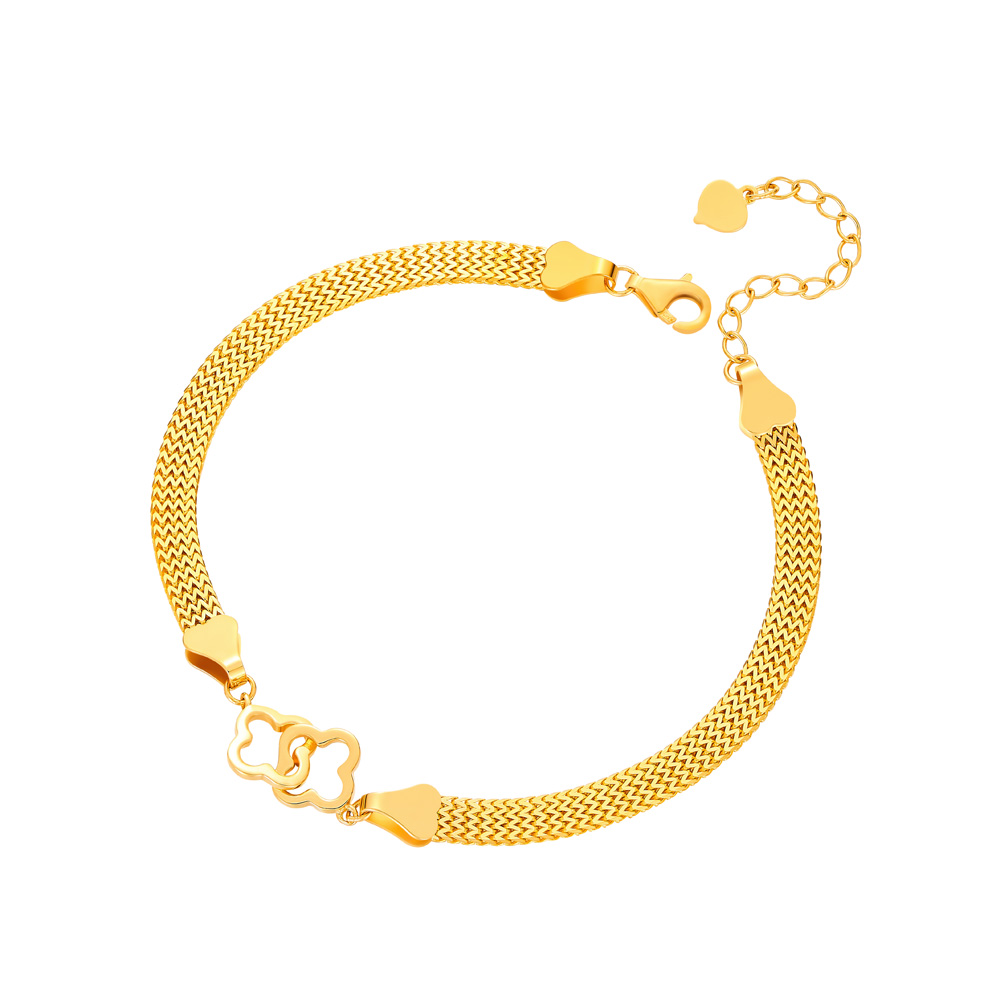 Lucky Symphony · Clover Double-Loop K Gold Woven Bracelet