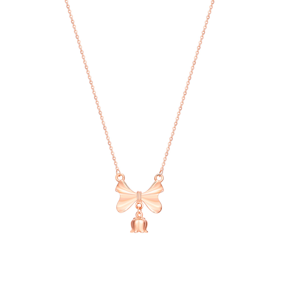 Lily of the Valley Series · Lucky · Bowknot Floral K Gold Necklace