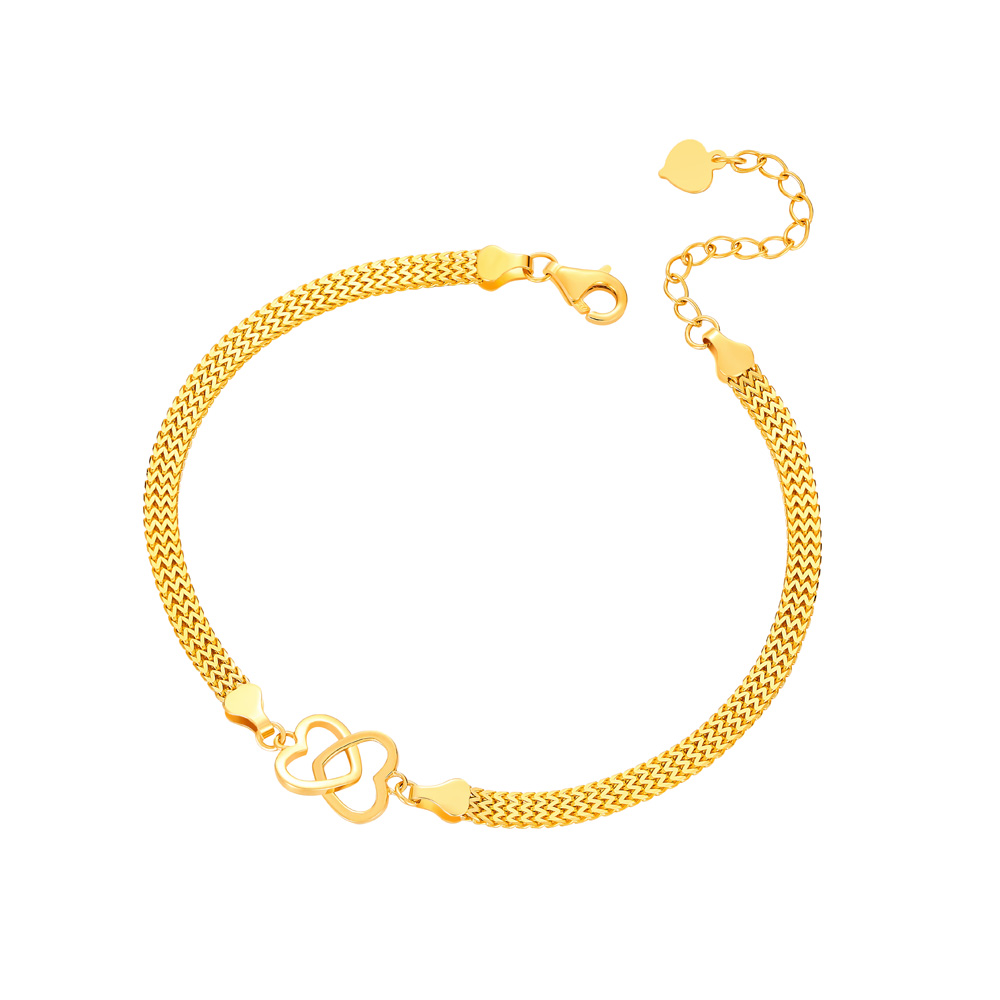  Romantic Union · Heart Double-Loop K Gold Woven Bracelet