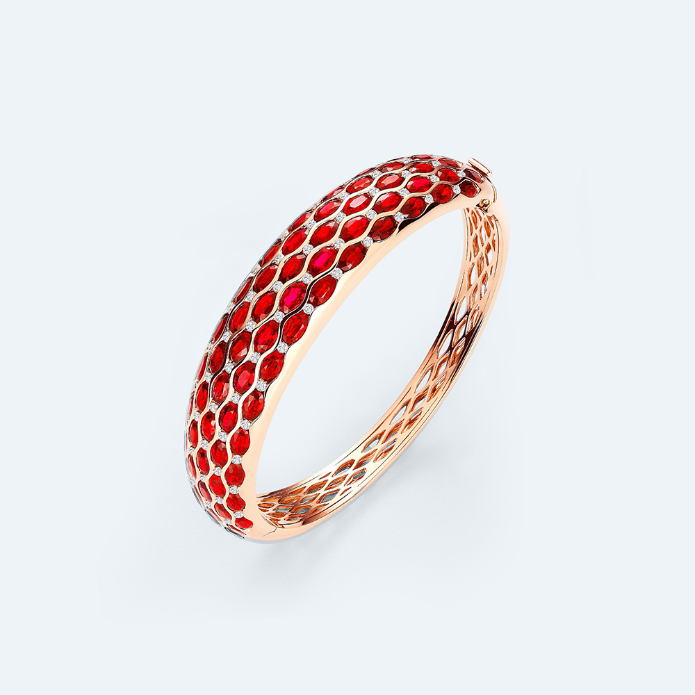 Scales of Light Collection 18K Gold & Ruby Bracelet