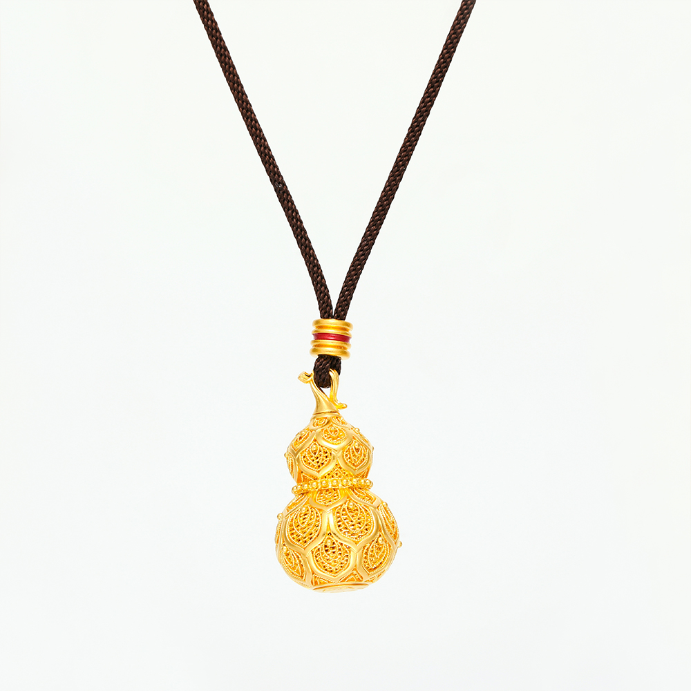 Lotus Bloom & Blessings &middot; Traditional Filigree Gourd Pendant