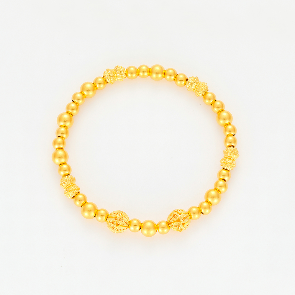 Exquisite &middot; Harmonious &middot; 5G Gold Filigree Bead Bracelet