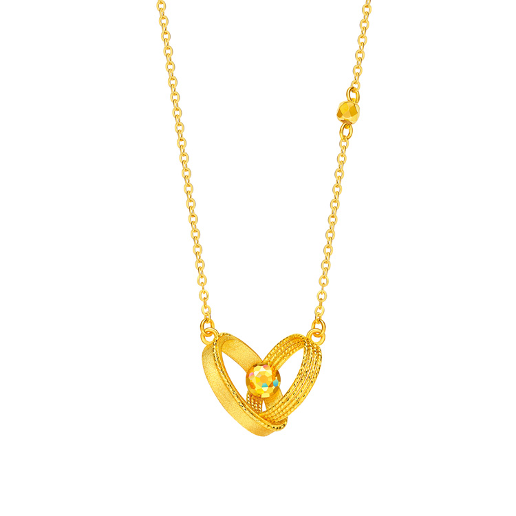 Heart's Radiance &middot; 5G Gold Iridescent Heart Necklace
